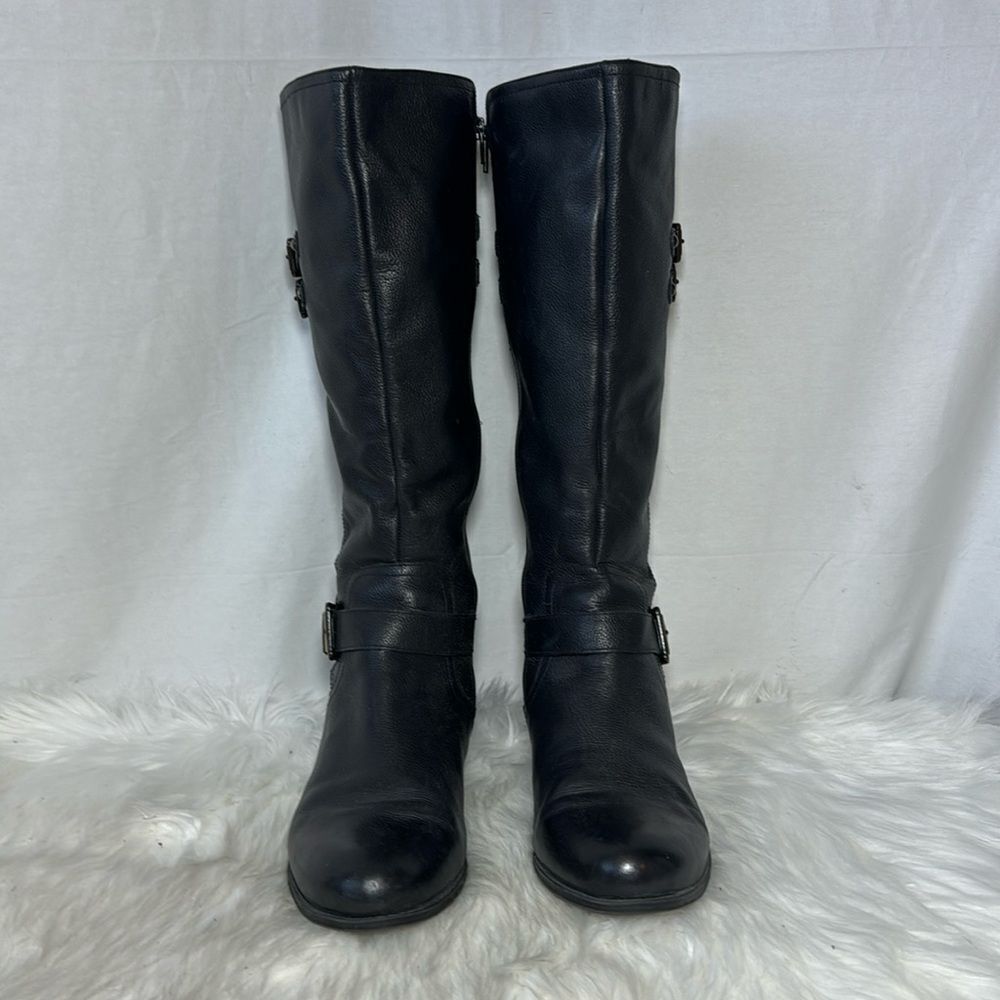 Naturalizer Jessie Black Leather Riding Boots Sz 12‎ WIDE WIDTH - Picture 3 of 7